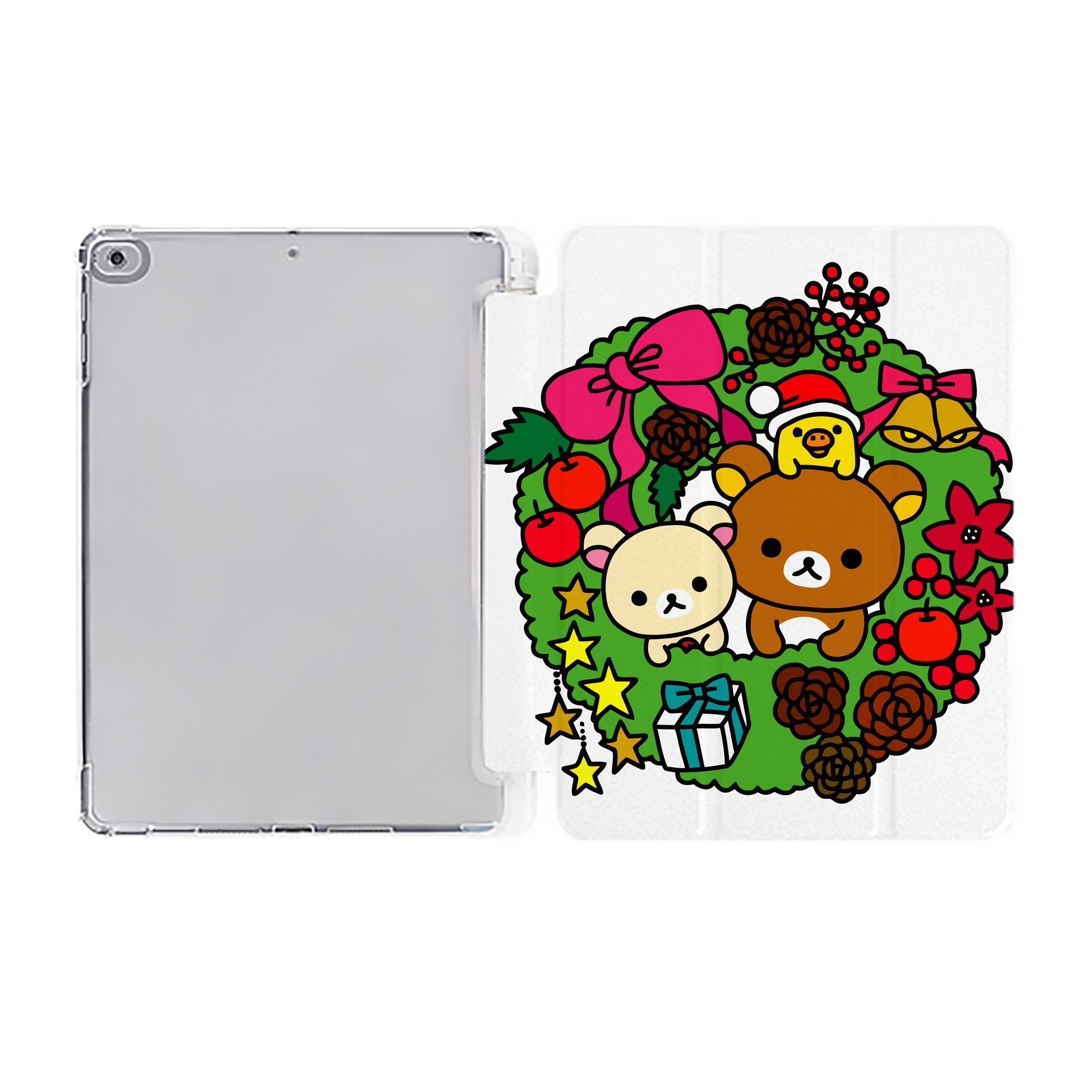（画像用） リラックマ リラックマ キイロイトリ Rilakkuma Korilakkuma Kiiroitori IPad ケース ペン収納付き 三つ折りスタンド PUレザー×シリコン 対応機種9.5/10.5/10.9インチ